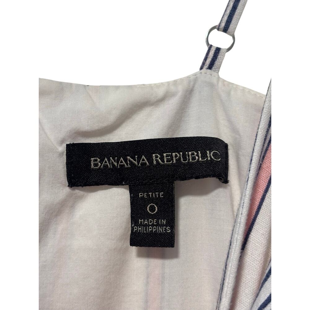 Banana Republic Petite 0 Linen Blend Striped Wide Leg Jumpsuit White Pink Blue - Picture 4 of 12